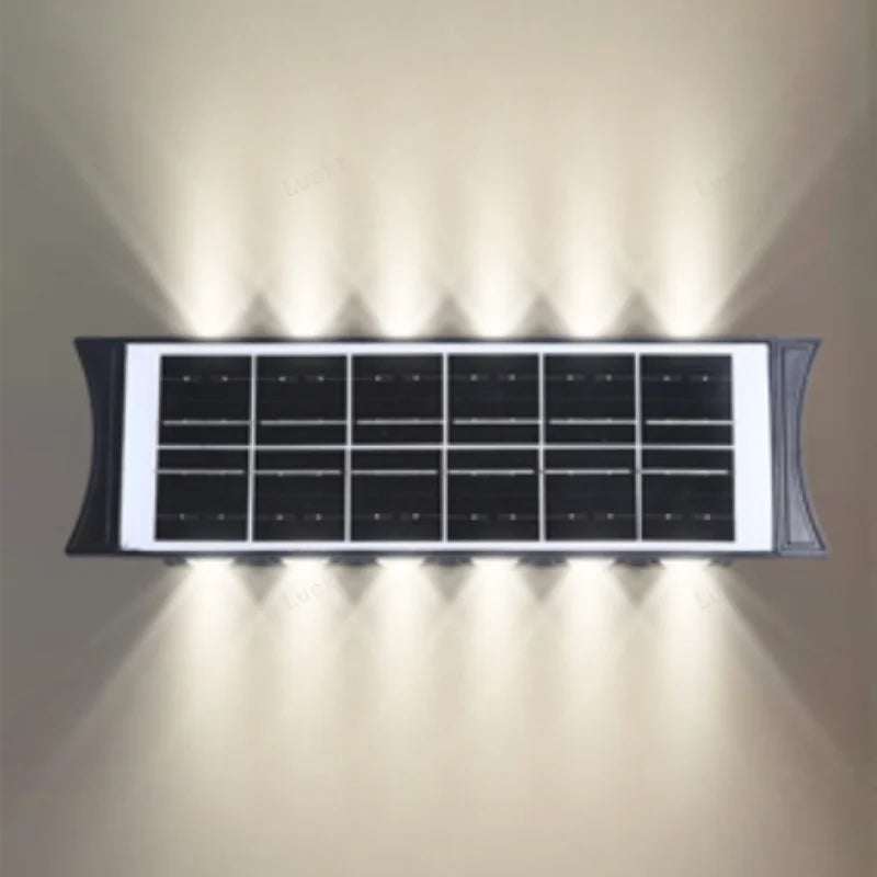 8/12LED Solar Wall Lamp Outdoor Warm Light Waterproof Up And Down Luminous Lighting Balcony Yard Garden Decoration Lights Exterior Wall