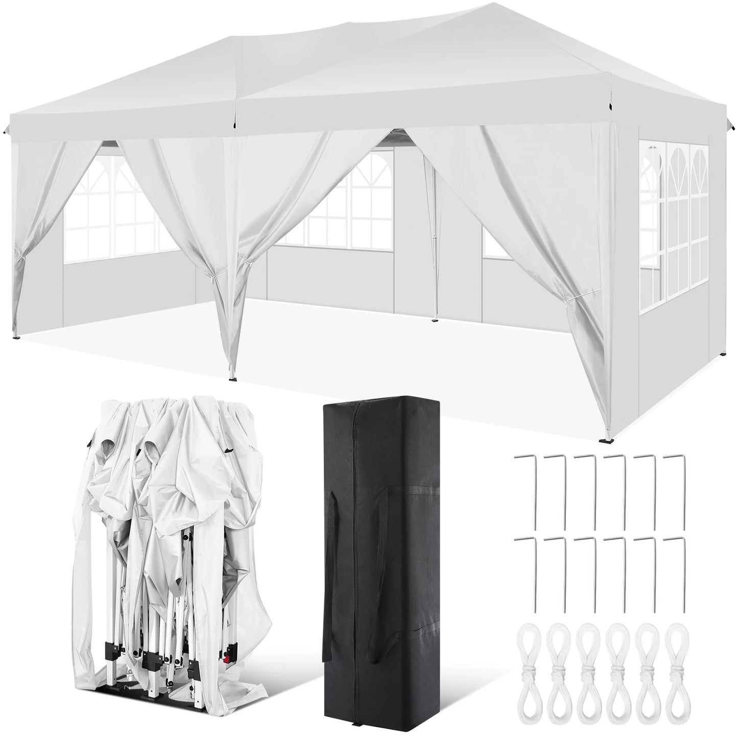10x20FT Pop Up Canopy Tent with Removable Sidewalls Waterproof Commercial Instant Shelter Outdoor Gazebo Party Tent Protable Canopy Tents for Parties with Carry Bag