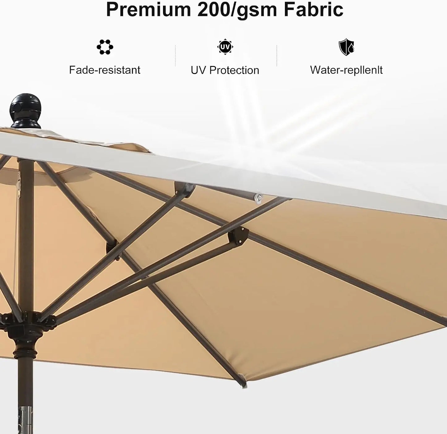 Patio Market Umbrella Six By Four Feet Rectangle Outdoor Table Shade Umbrella With Dual Direction Tilt For Backyard Deck Garden Lawn Beige