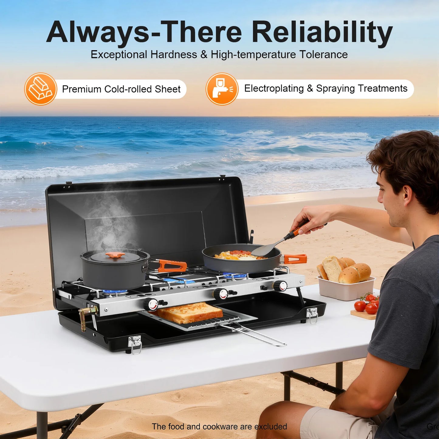Portable 3 Burner Camping Gas Stove For Outdoor Cooking Propane Butane