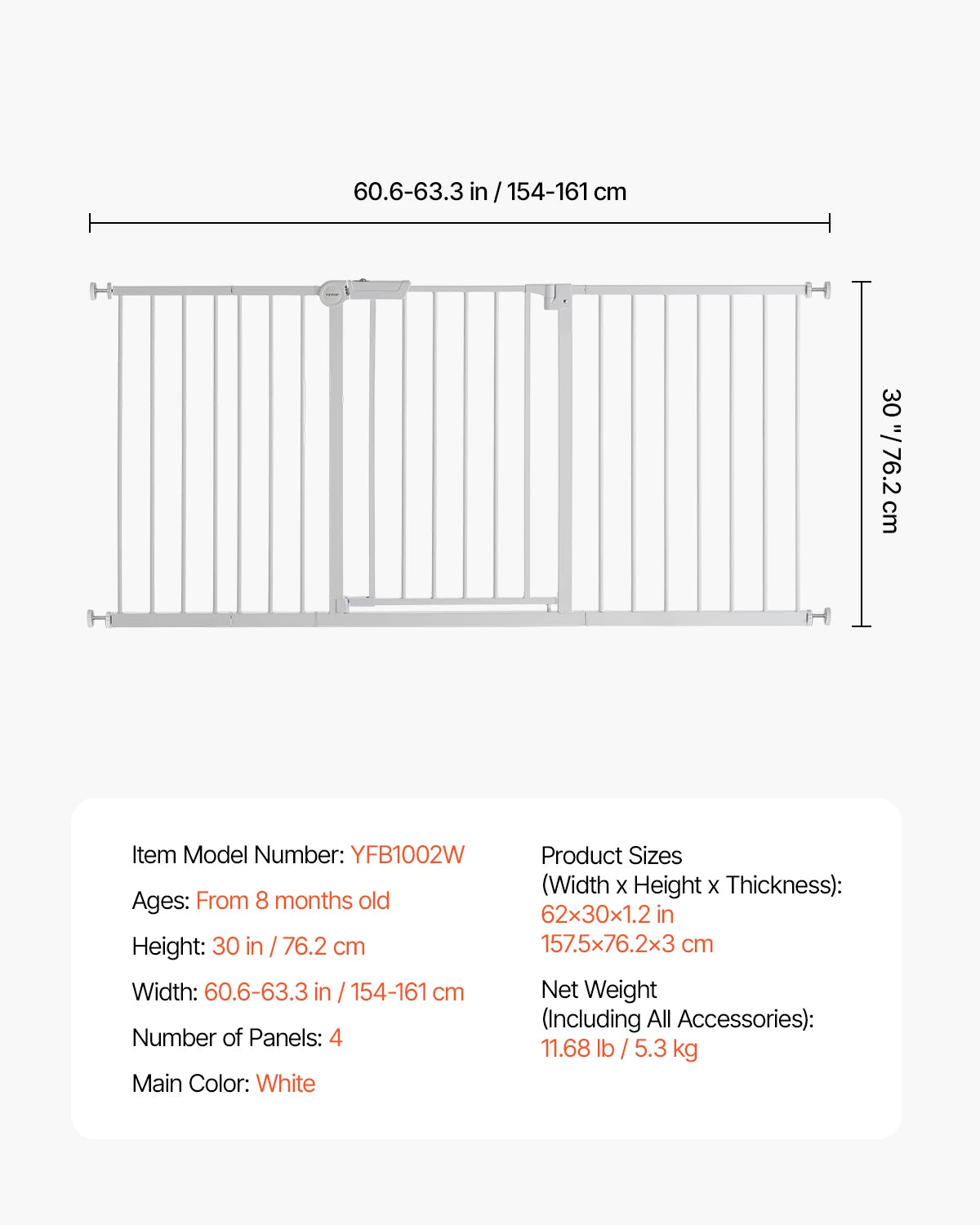 SucceBuy Pressure Mount Walk Through Baby Security Gate