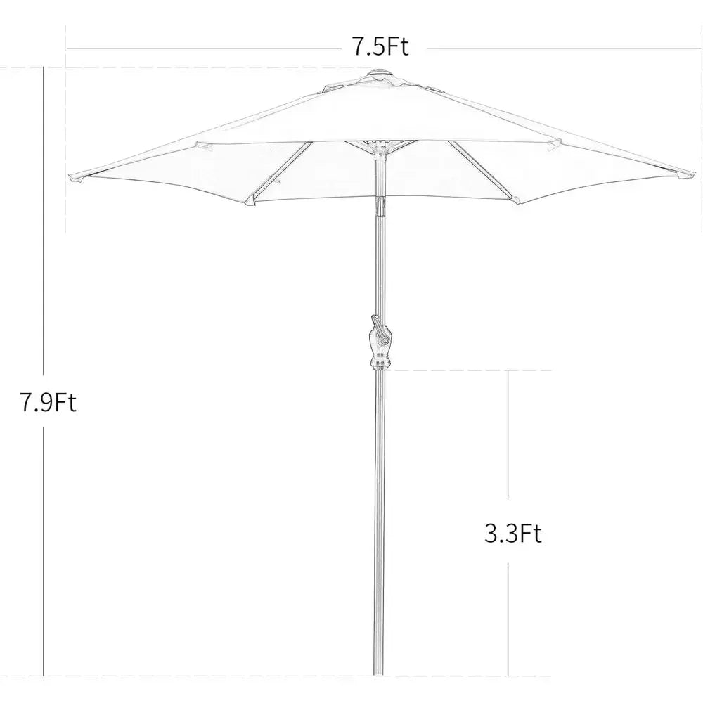 7.5ft Durable Crank Lift Patio Umbrella for Outdoor Lawn, Garden, and Pool Areas