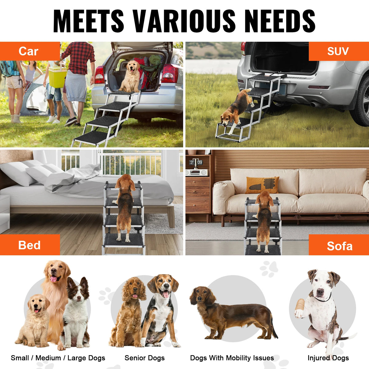 SucceBuy Portable Foldable Dog Car Steps For Truck
