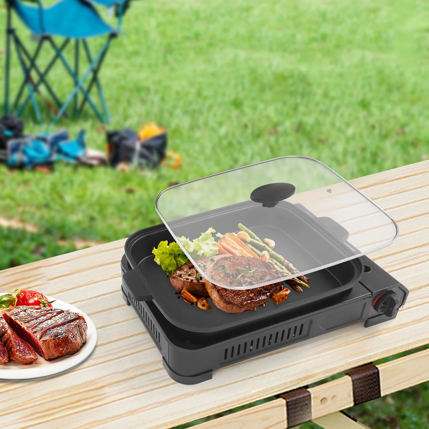 Portable Butane Gas Grill Stove For Outdoor Camping Cooking