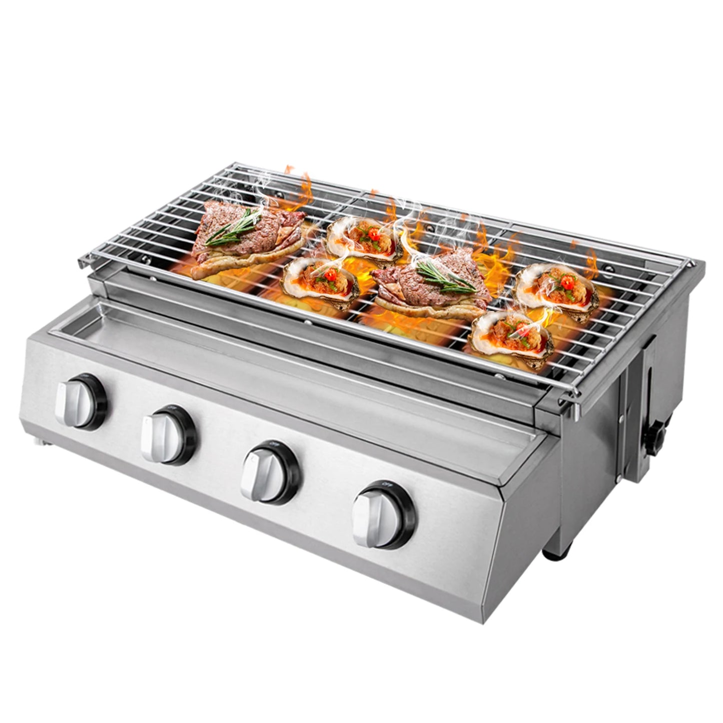 Portable 4 Burner Stainless Steel Smokeless Gas Grill For Camping