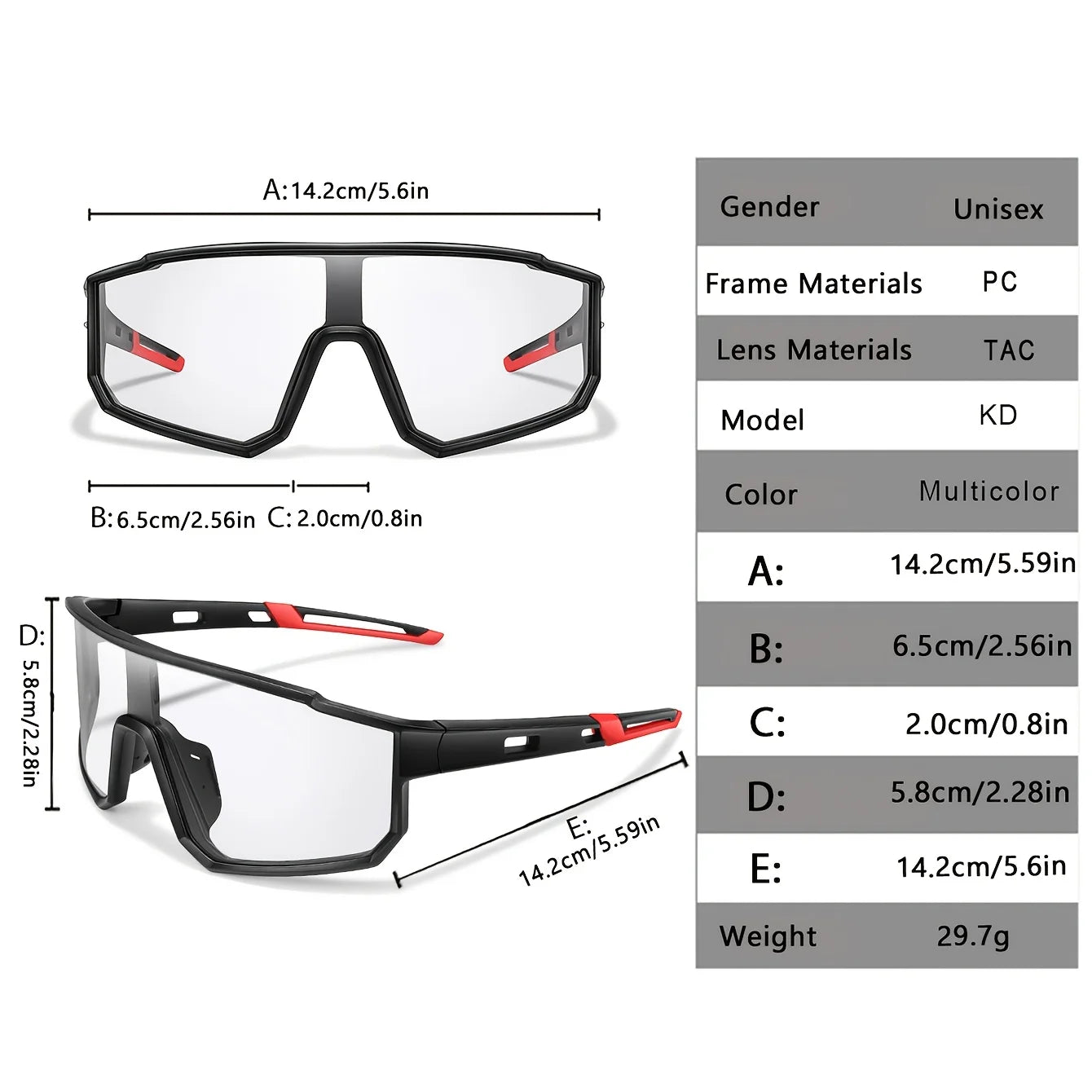 LOISRUBY Photochromic Cycling Glasses, UV-400 Lenses, Outdoor Running and Hiking Fashion Glasses, Unisex