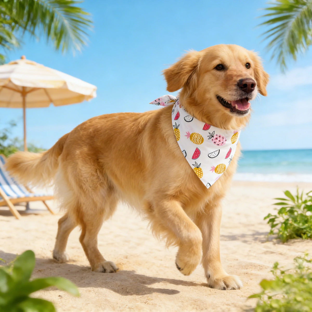 Adjustable Washable Floral Pattern Dog Neck Bandana