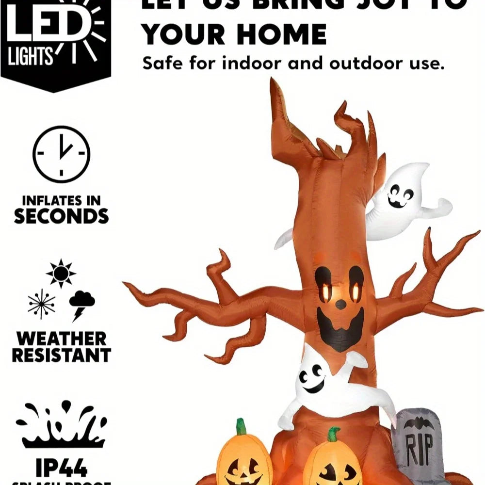 Halloween Inflatable Scary Tree With Ghosts Pumpkins And LED Lights