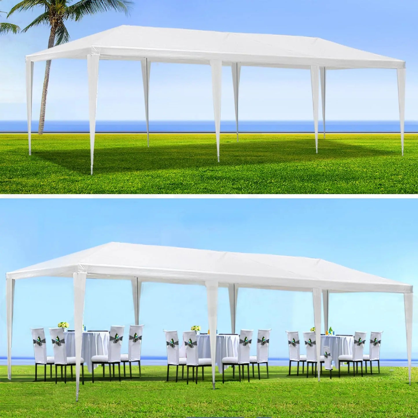 10x20/10x30 Party Tent Outdoor Wedding Canopy, Heavy Duty PE Top Gazebo Shelter For BBQ Backyard Patio Events, No Sidewalls