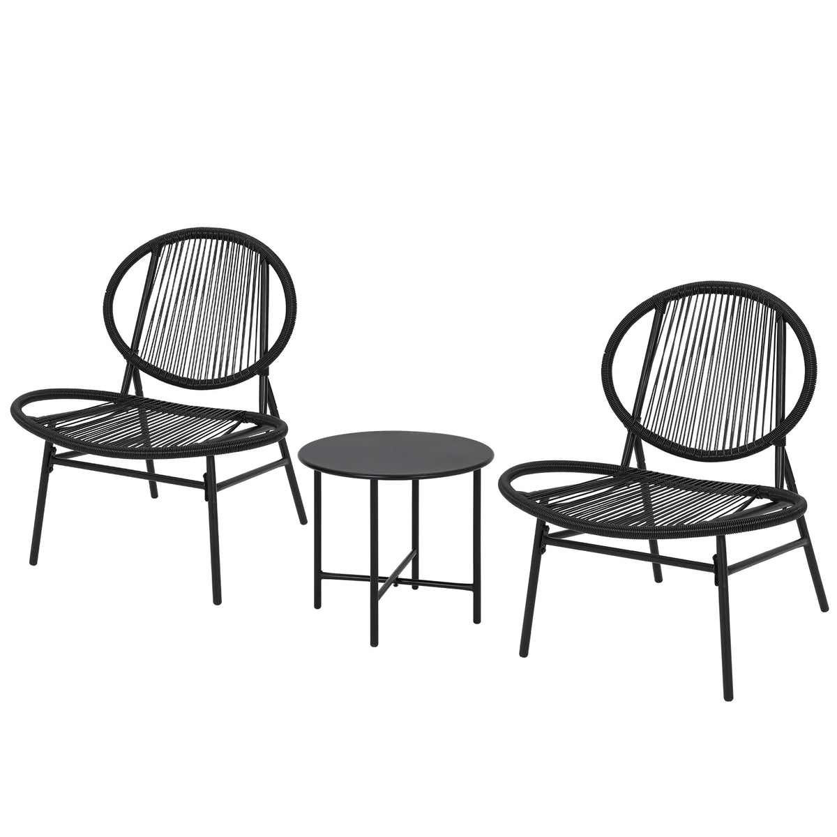 Modern Acapulco Style Woven Rattan Patio Furniture Set