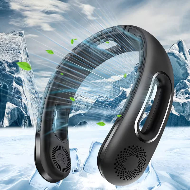 Bladeless Neck Fan, USB Rechargeable 4 Speeds 16H Battery, 360° Hands-Free Wearable Cooling Fan for Travel Office Outdoor