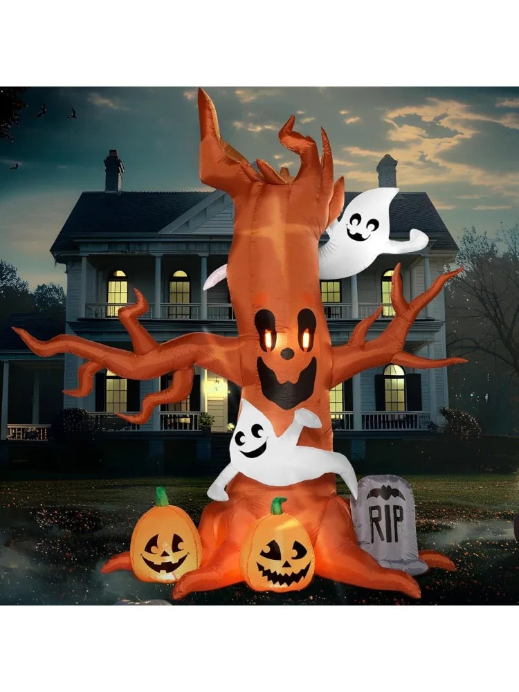 Halloween Inflatable Scary Tree With Ghosts Pumpkins And LED Lights