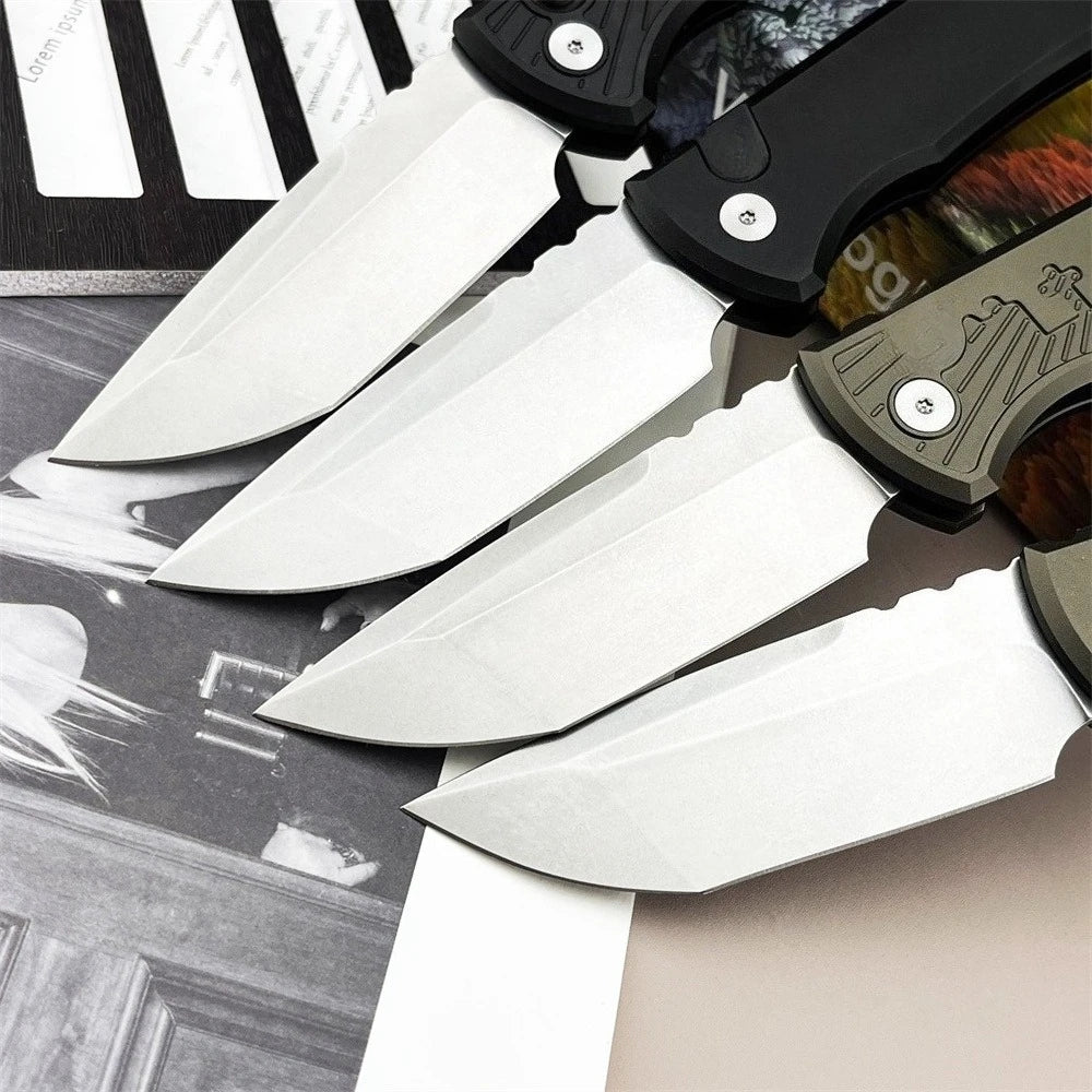 Luxury Folding Knife with Engraved T6 Aluminum Handle 4 Colors Available Mirror Polished Wide Utility D2 Blade, Smooth One-hand Side Opening Lock Pocket Clip for Daily EDC Great Protable Knife for Camping Hiking, Collection a