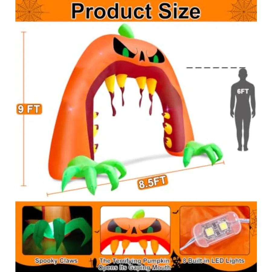 MDNG Halloween Pumpkin Archway Inflatable Decoration With Built In Fan