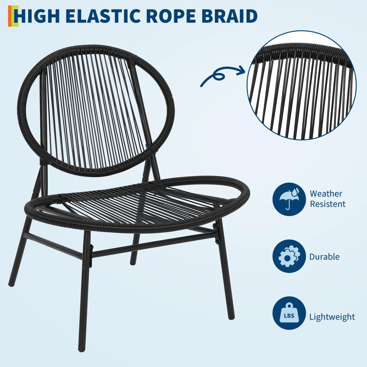 Modern Acapulco Style Woven Rattan Patio Furniture Set