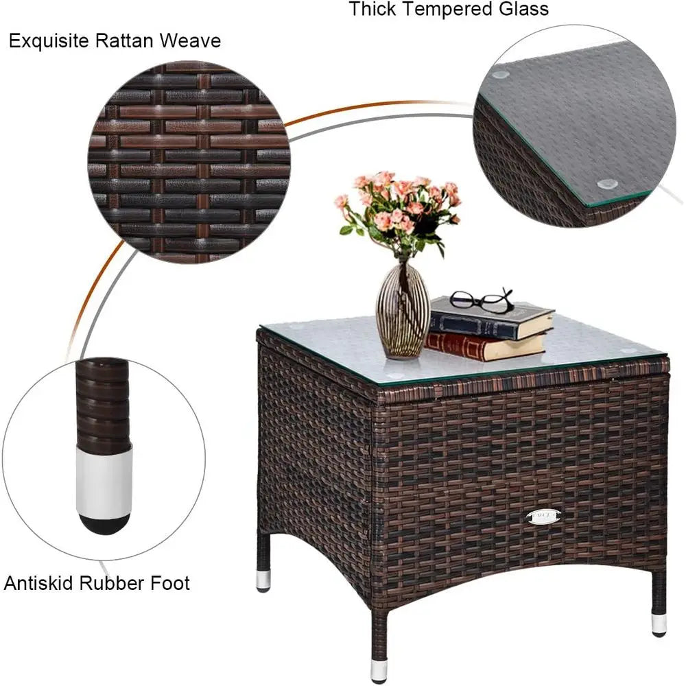 Outdoor Wicker Furniture Set With Cushions And Coffee Table