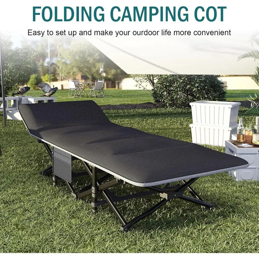 Camping Cot or Adults, olding Bed with Comortable Cushion, Tent Portable Sleng Bed with Carry Bag or Camp, Oice Use, Outdoor, Tr