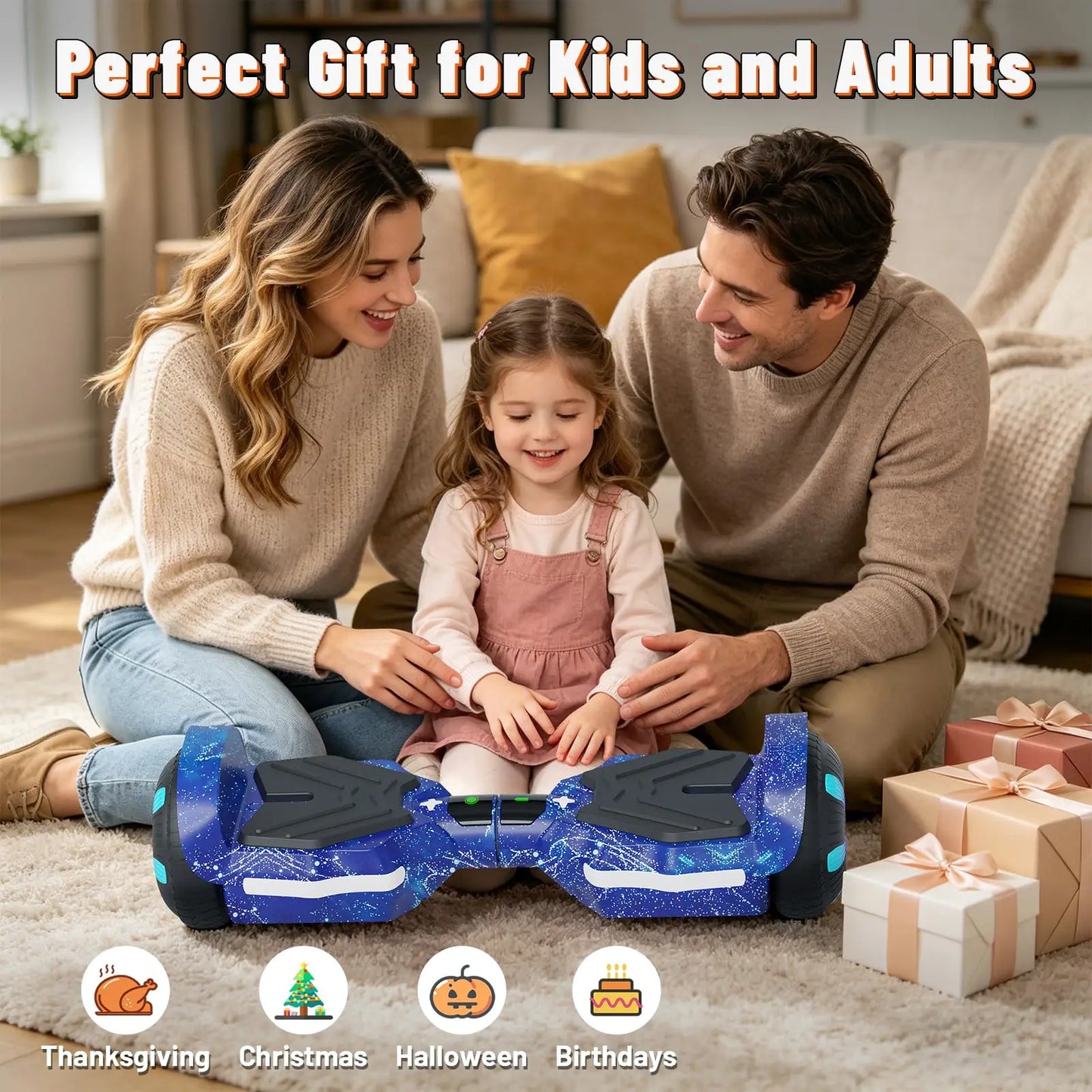 SIMATE Electric Scooter 6.5 inch All Terrain Off Road Hoverboard with Bluetooth Speakers and LED Lights, UL2272 Certified Self Balancing Scooter
