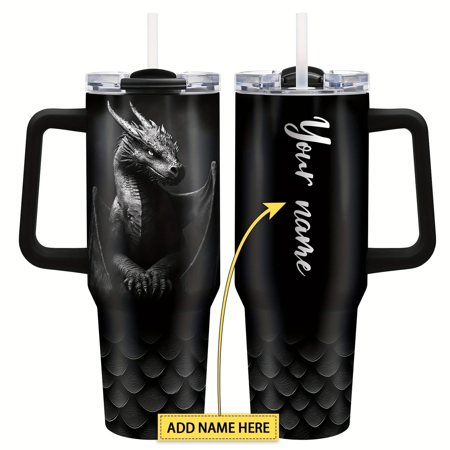 Leak-Proof Lid, Reusable Coffee Cup for Men, Women, Dragon Lovers - Birthday, Christmas, Father's Day Gifts, Outdoor Adventurers, Daily Hydration, Stylish Tumbler, Hand Wash Only, Holiday Presents