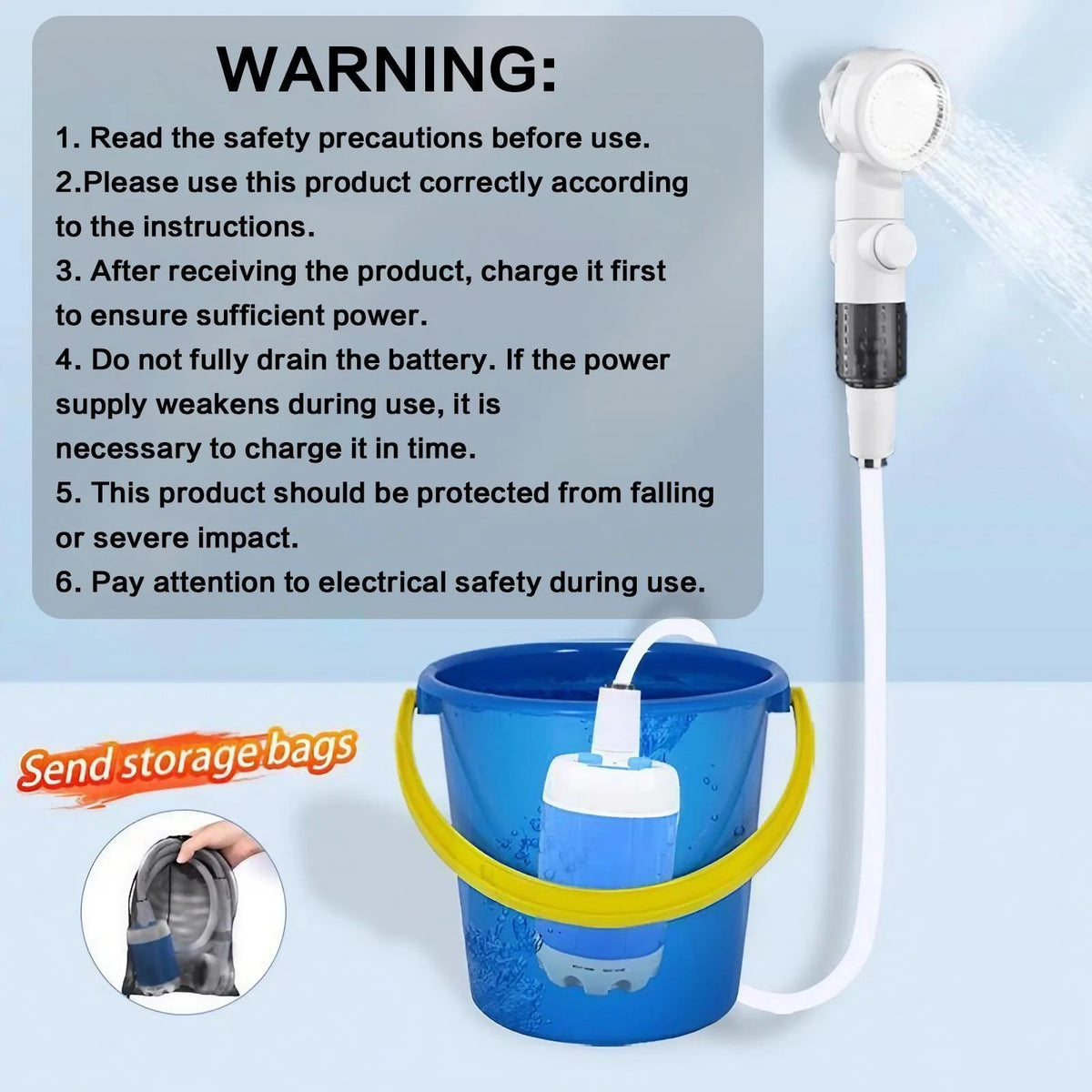 Outdoor Shower Handheld Rechargeable Gentle Shower Stream Portable Bath Sprayer for Pets Dogs Cats Car Washing Flower Watering Garden Cleaning Outdoor Use with Compact Water Pump Great for Outdoor Cleaning and Plant Watering