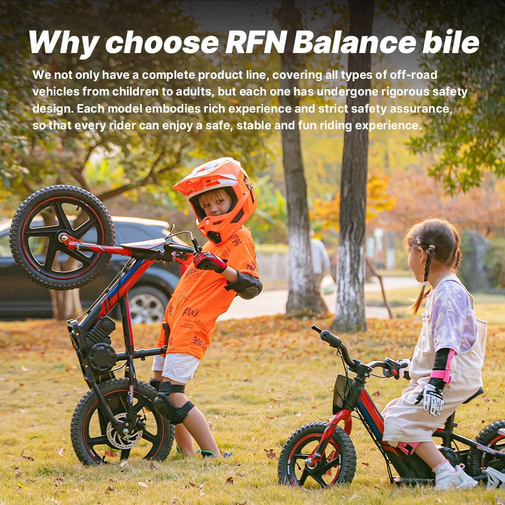 RFN Kids Electric Balance Bike – Motor, Multi Speed Mode, Off Road Electric Dirt Bike With Aluminum Frame ,Ebike for Ages 3+