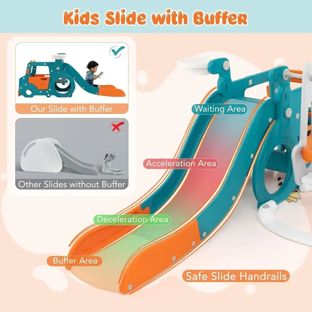 Toddler Swing and Slide Set with Basketball and Climber