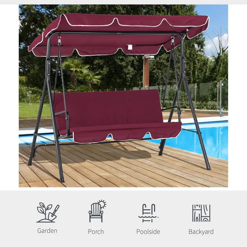 Outdoor Porch Swing With Adjustable Canopy And Comfort Seating