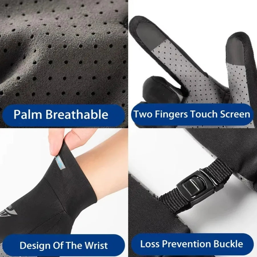 Breathable Sports Gloves Ice Silk Full Finger Gloves Anti-Slip Sun Protection Riding Sunscreen Fishing Kayak Rowing Gloves