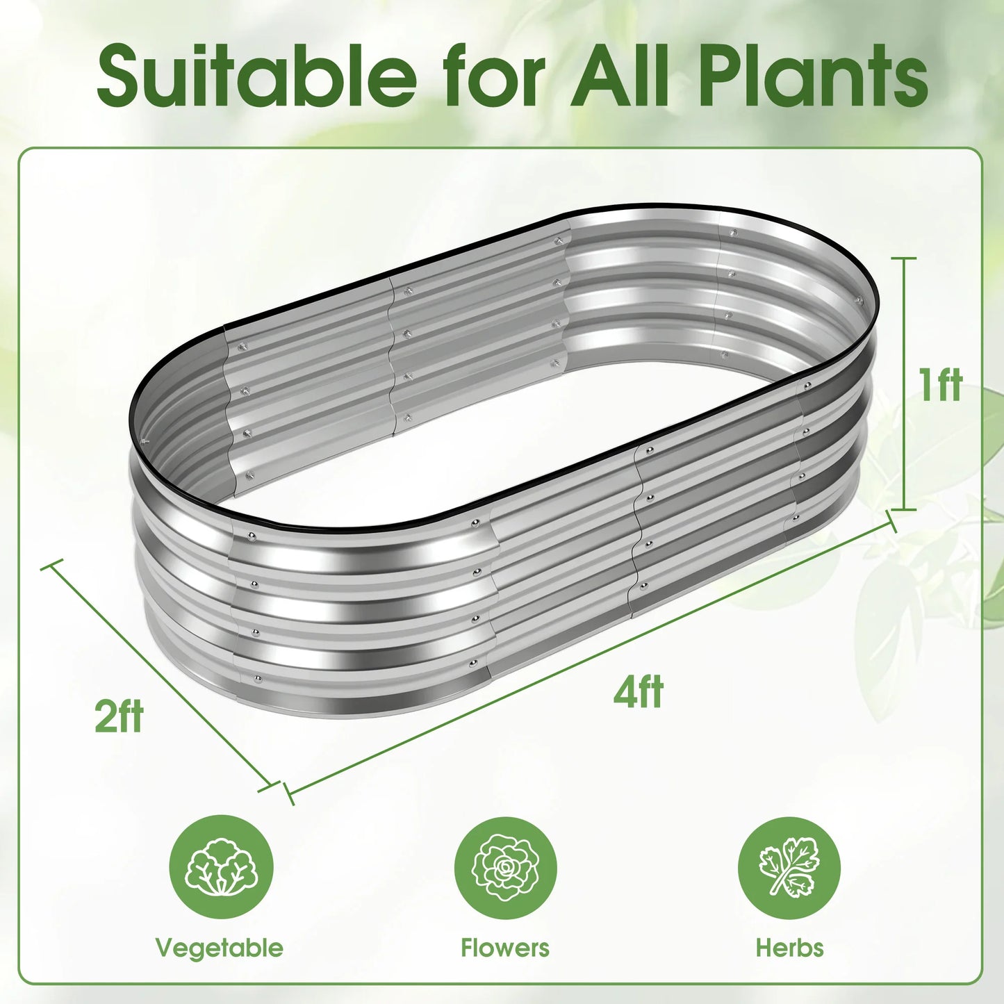 JHK Outdoor Planter Box 4x2x1ft Raised Metal Garden Bed with Open Bottom Design for Vegetables Flowers for Backyard Patio