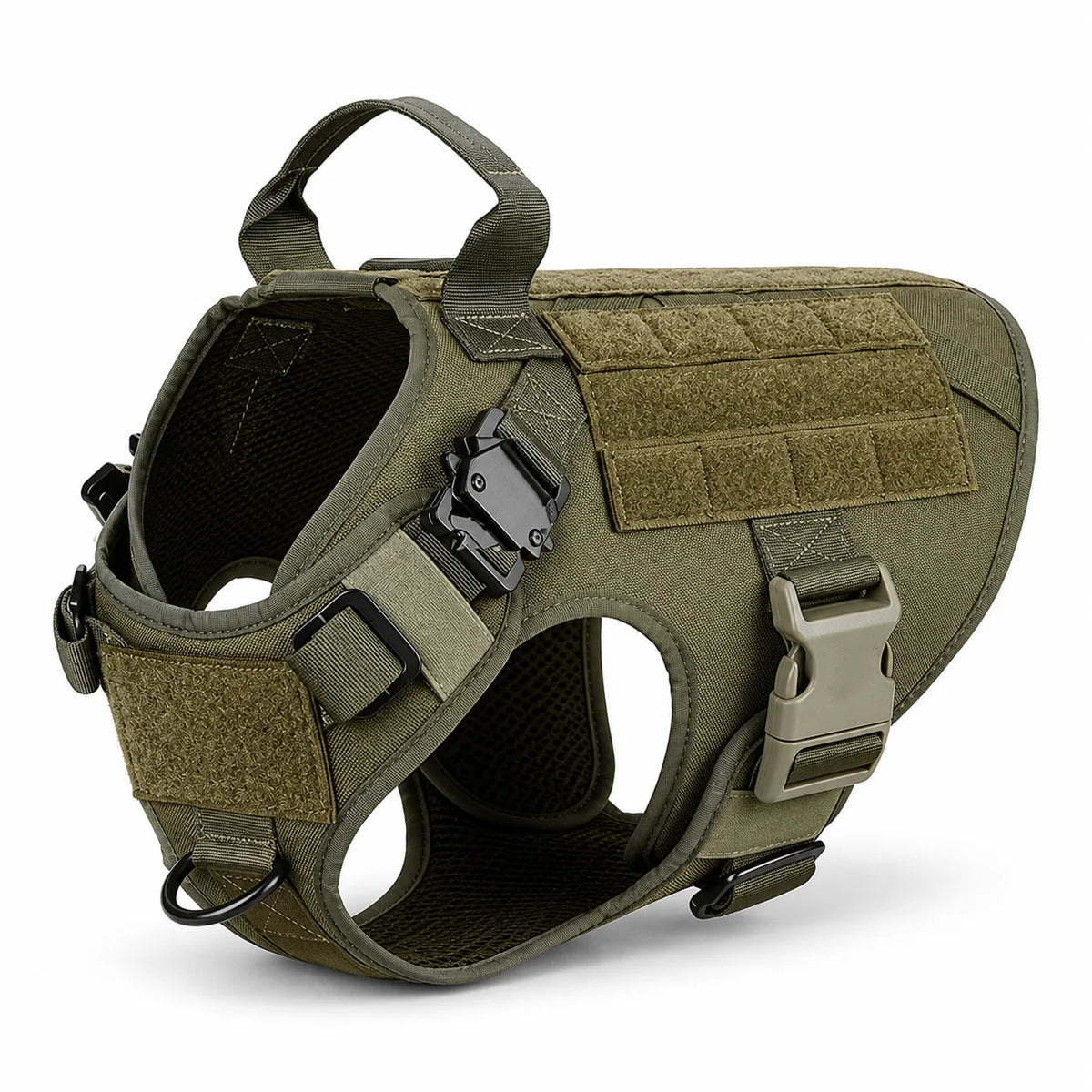 Adjustable Tactical Service Dog Harness with Breathable Padding Handle and MOLLE Panels