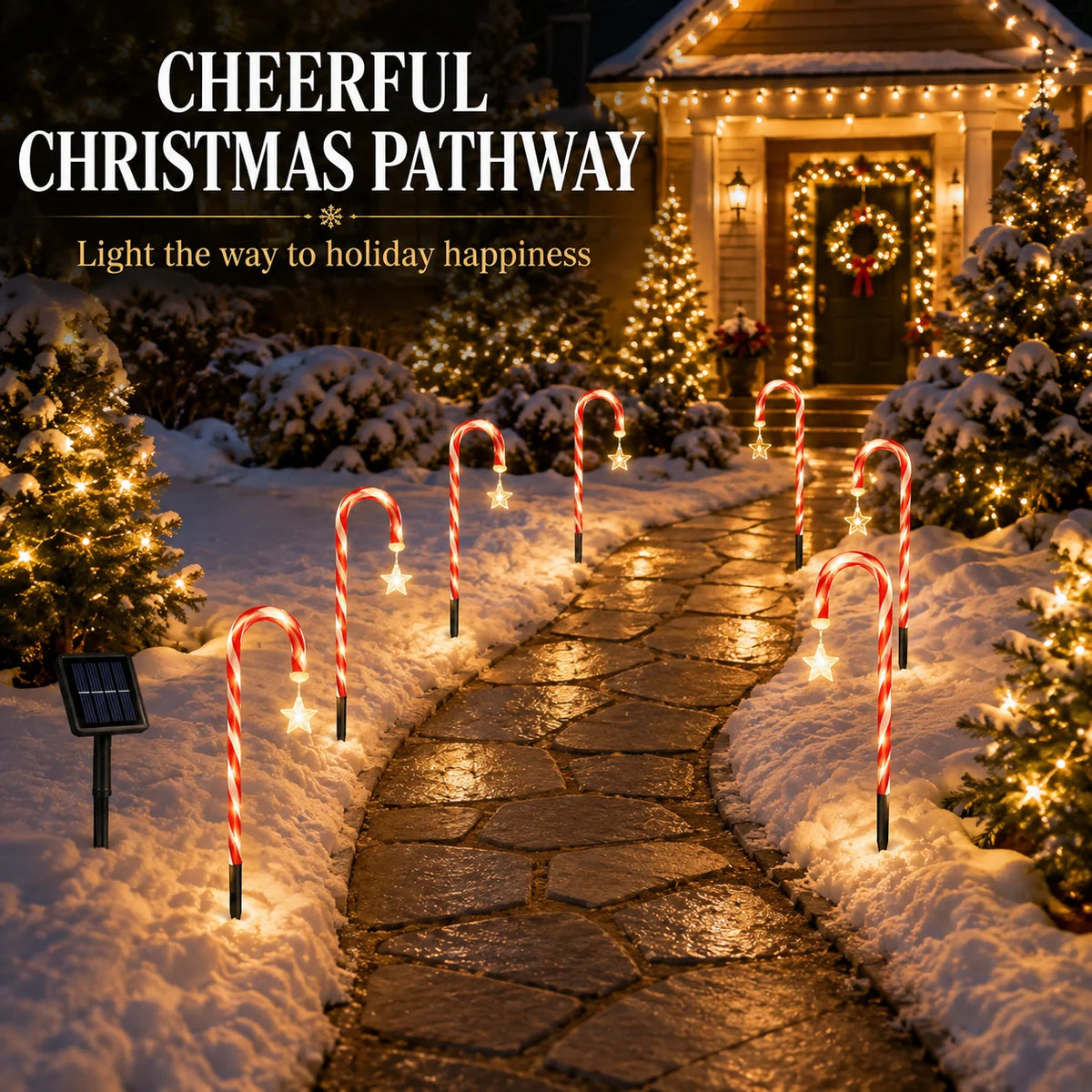 8/12 Pack Solar Candy Cane Lights,Outdoor Christmas Pathway Decor Solar powered candy cane pathway lights with IP65 waterproof, twinkle mode, perfect for Christmas yards, gardens,weddings.