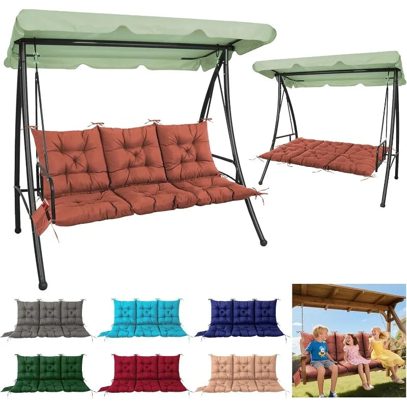 3 Seater Porch Swing Cushion,Thick Cushion Patio Swing Furniture 3-Person Outdoor Furniture