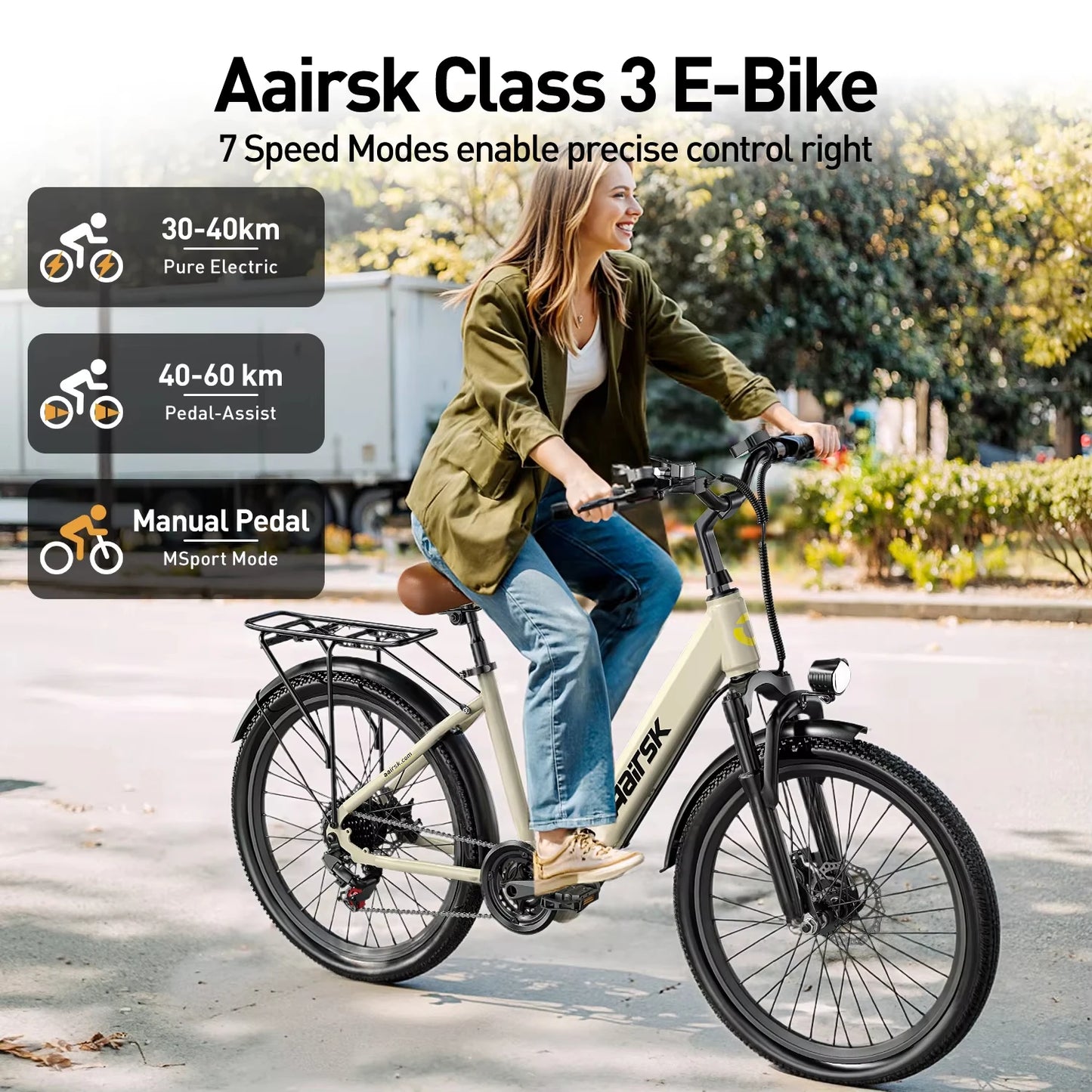 Aairsk SU7 E-bike 250W Motor 36V13AH City Commute Electric Bike 24 inch Tire NFC Key Men and women cycling Electric Bicycle