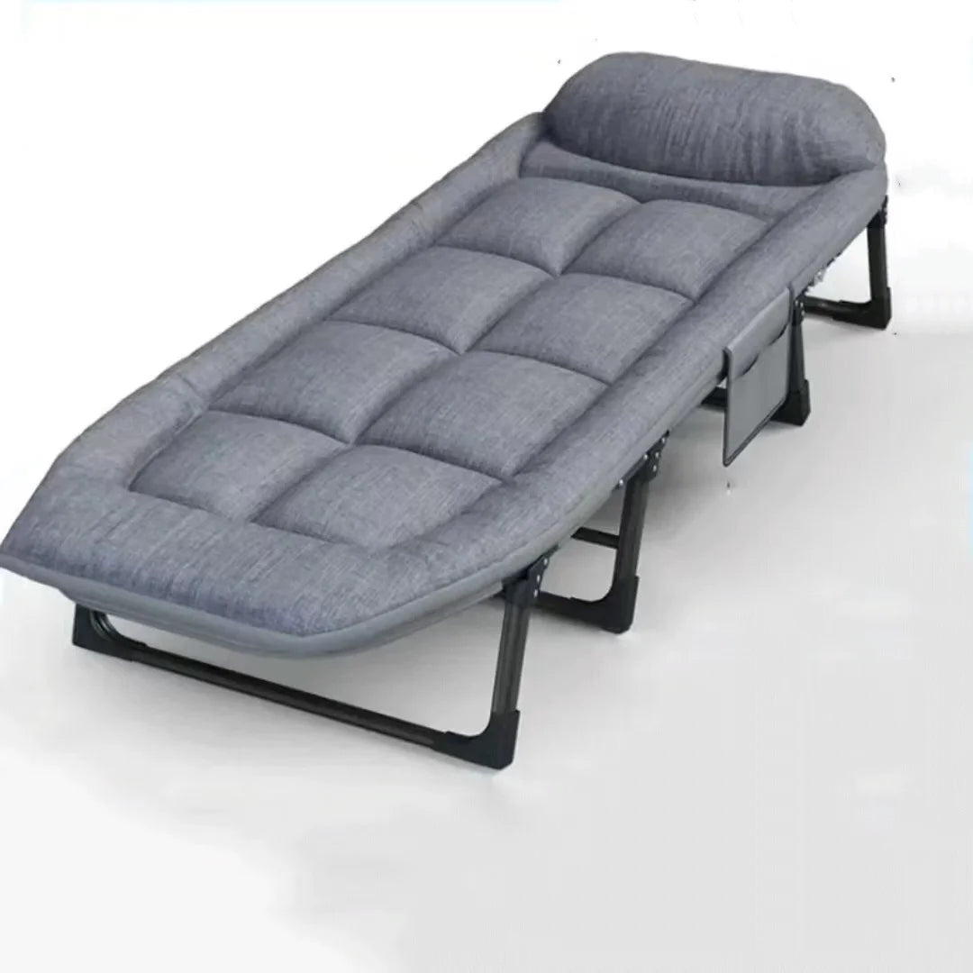 Portable Adjustable Folding Lounge Chair – Space-Saving Design with Side Pocket for Bedroom, Office, and Outdoor Camping
