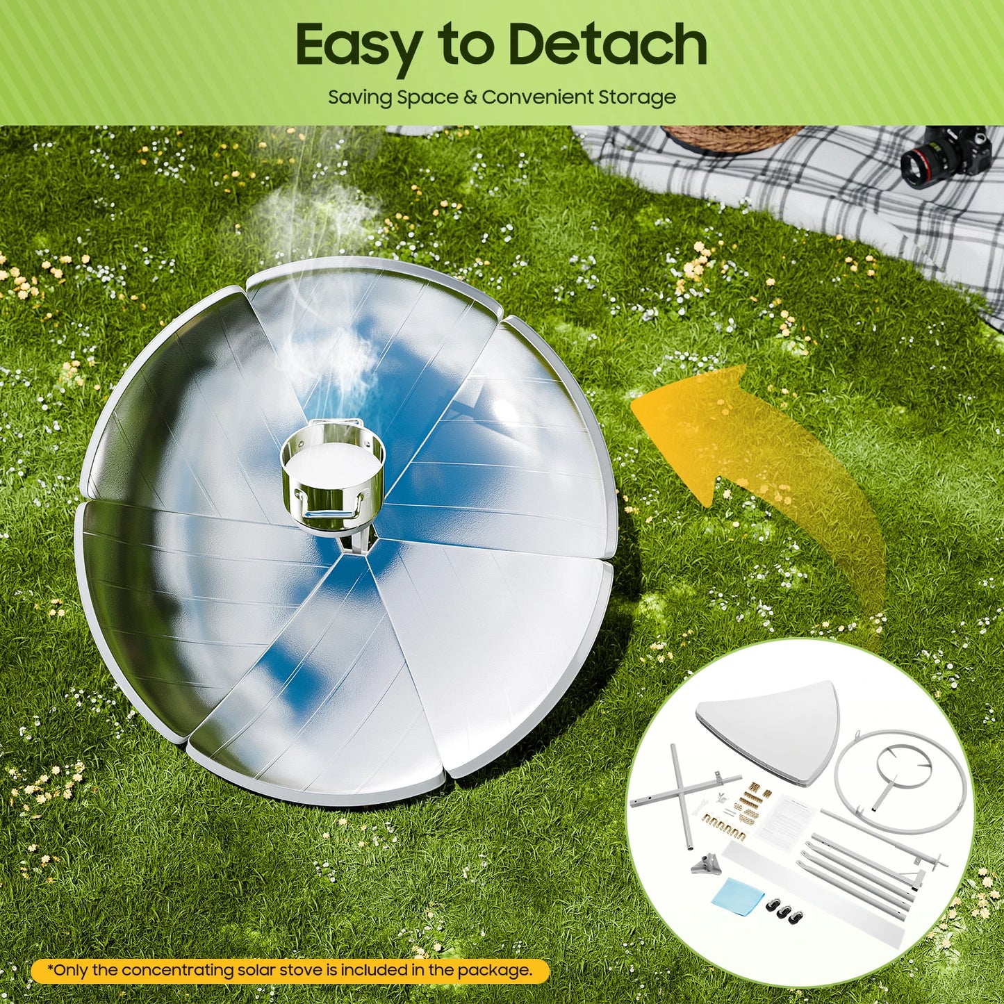 Portable Outdoor Solar Parabolic Cooker For Camping And Picnics