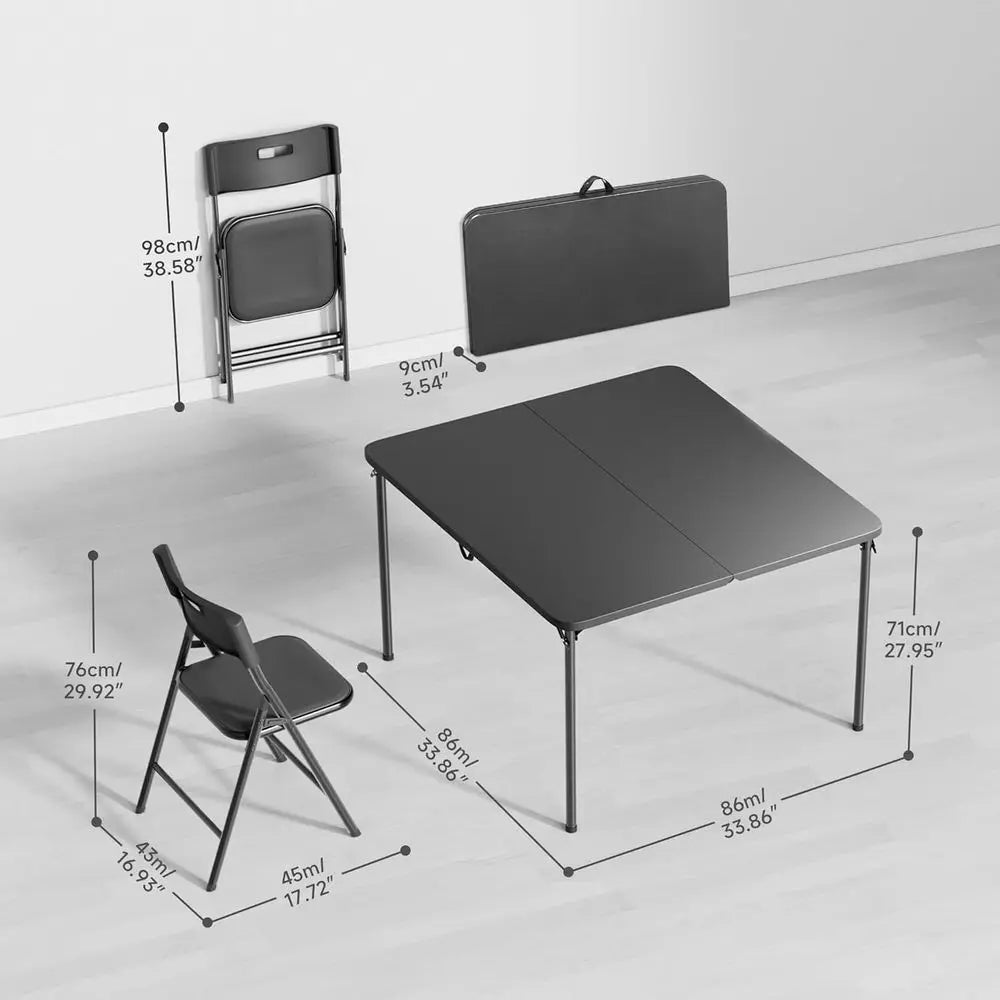 Portable Folding Card Table and Stackable Chairs Set, 34 Square Table with 330lbs Chairs, Ideal for Outdoors, Picnics, Parties,