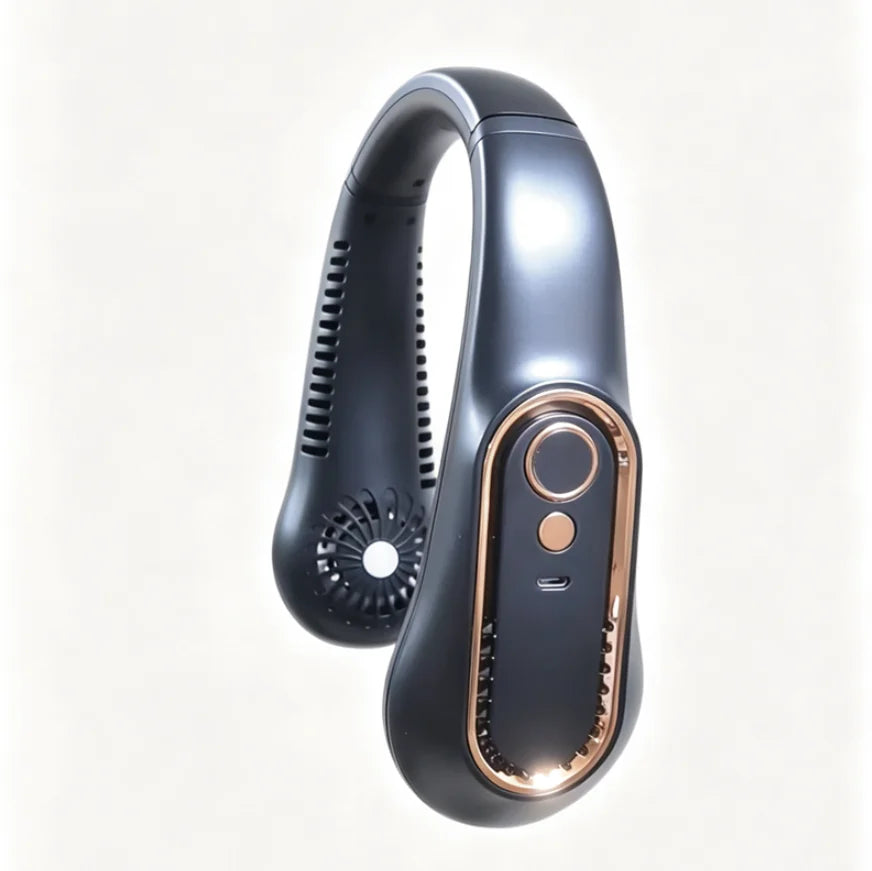 New Summer Portable Mini Hanging Neck Fan Bladeless Neckband Fan Digital Display Power Air Cooler USB Rechargeable Electric Fans