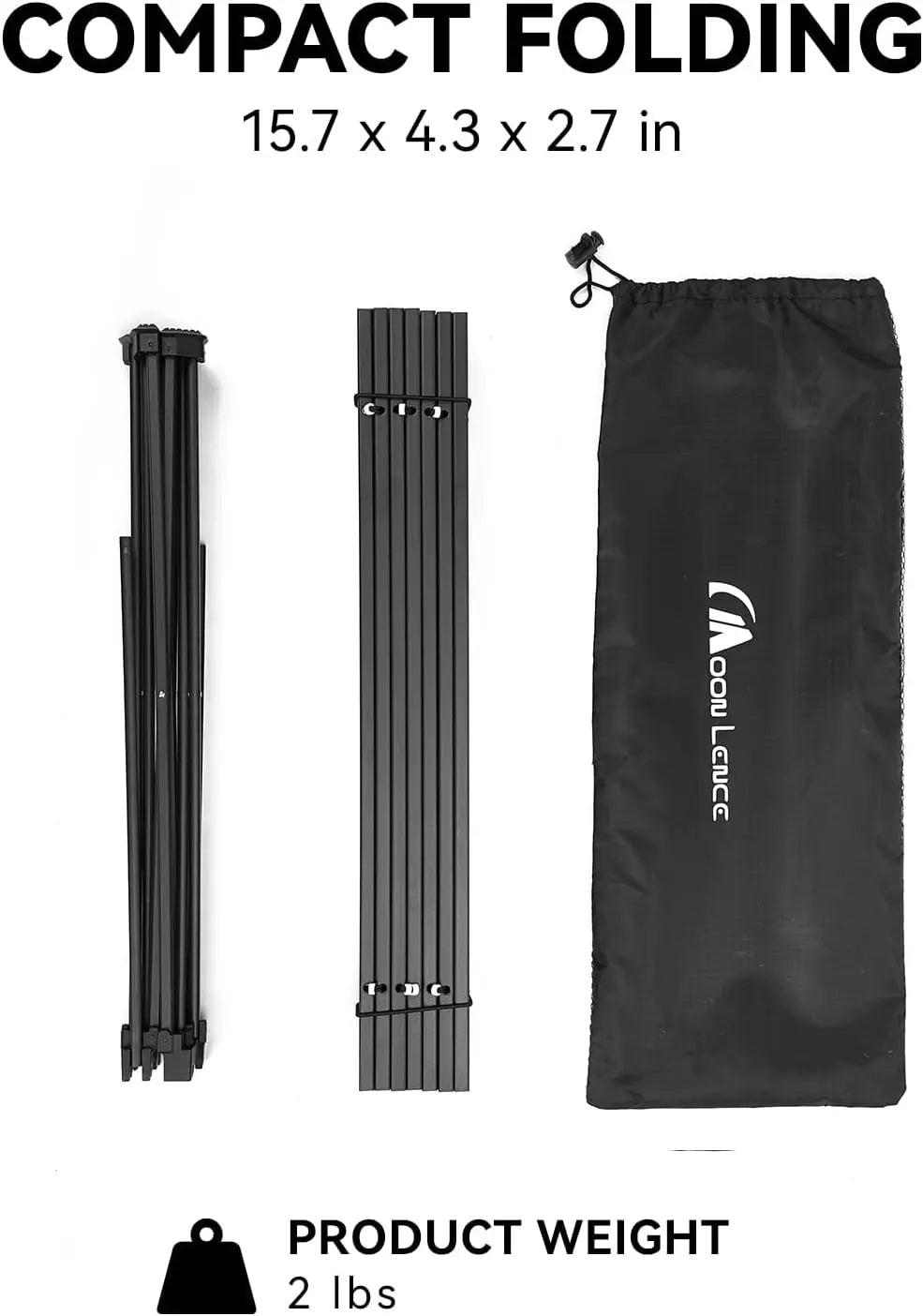 Ultralight Folding Camping Table, Compact,Portbale with Carry Bag, for Outdoor Cooking, Picnic, Camp, Boat, Travel (Black - S)