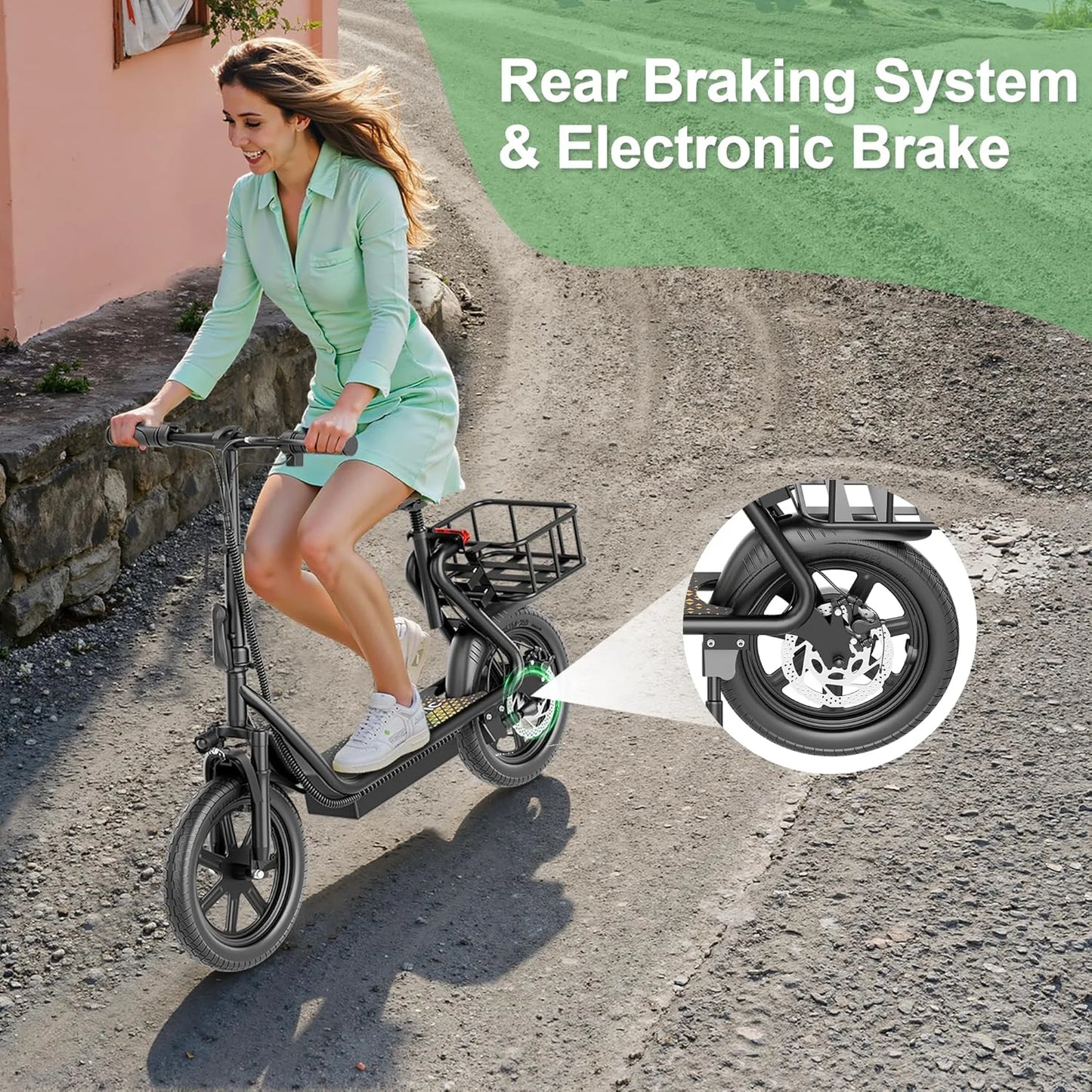 2026 New14inch Electric Bicycle 10.4AH Battery 28Miles Max Range 22MPH Max Speed Shock Absorption Foldable Adult Ebike