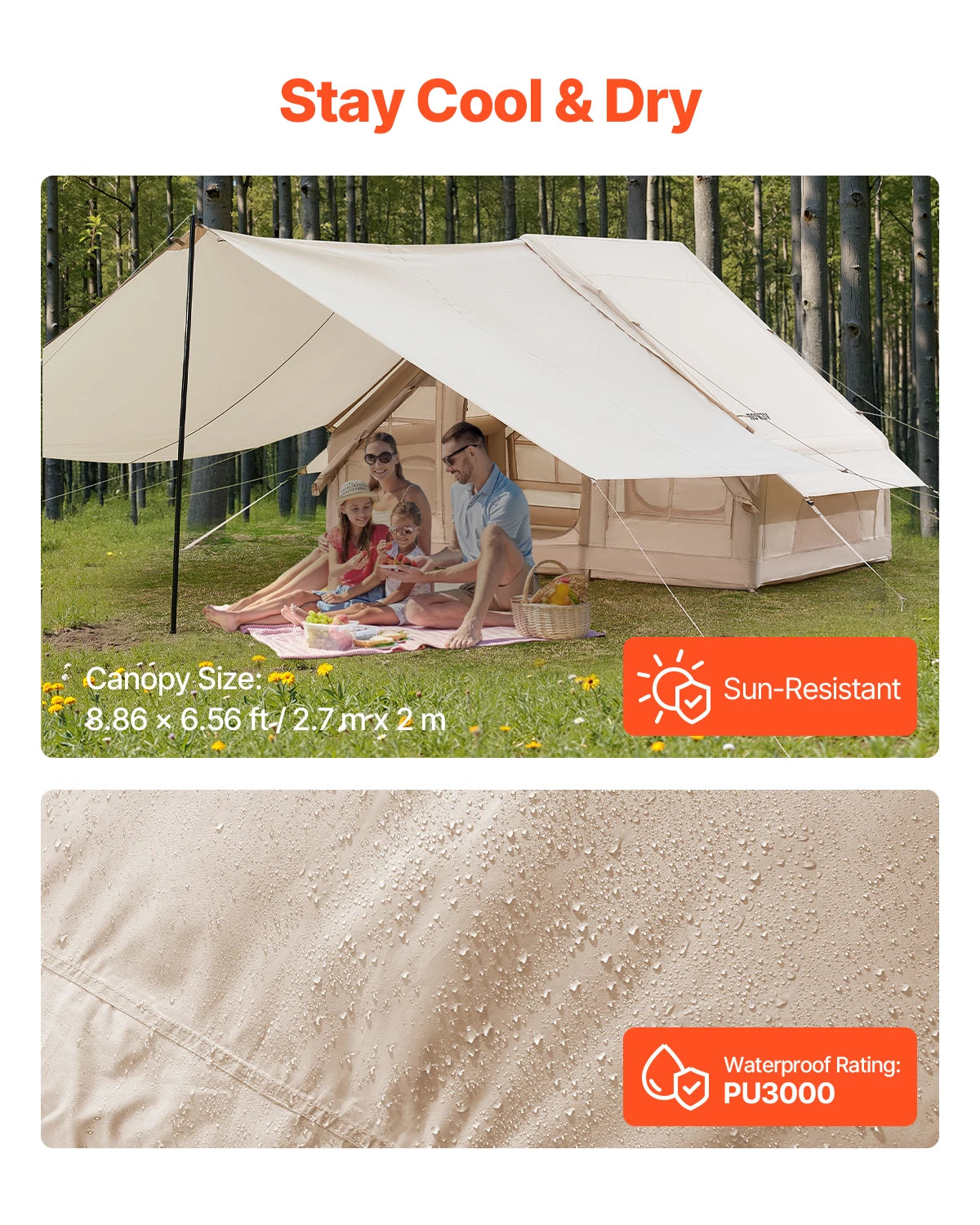 VEVOR Inflatable Camping Tent for 3-5 People with Hand Pump