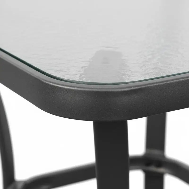 Garden table, bistro table, glass table, tempered glass + metal, black, L68.5 x W68.5 x H84 cm