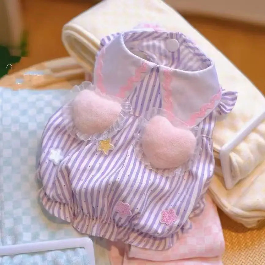 Summer Princess Striped Bubble Dress For Small Dogs And Cats