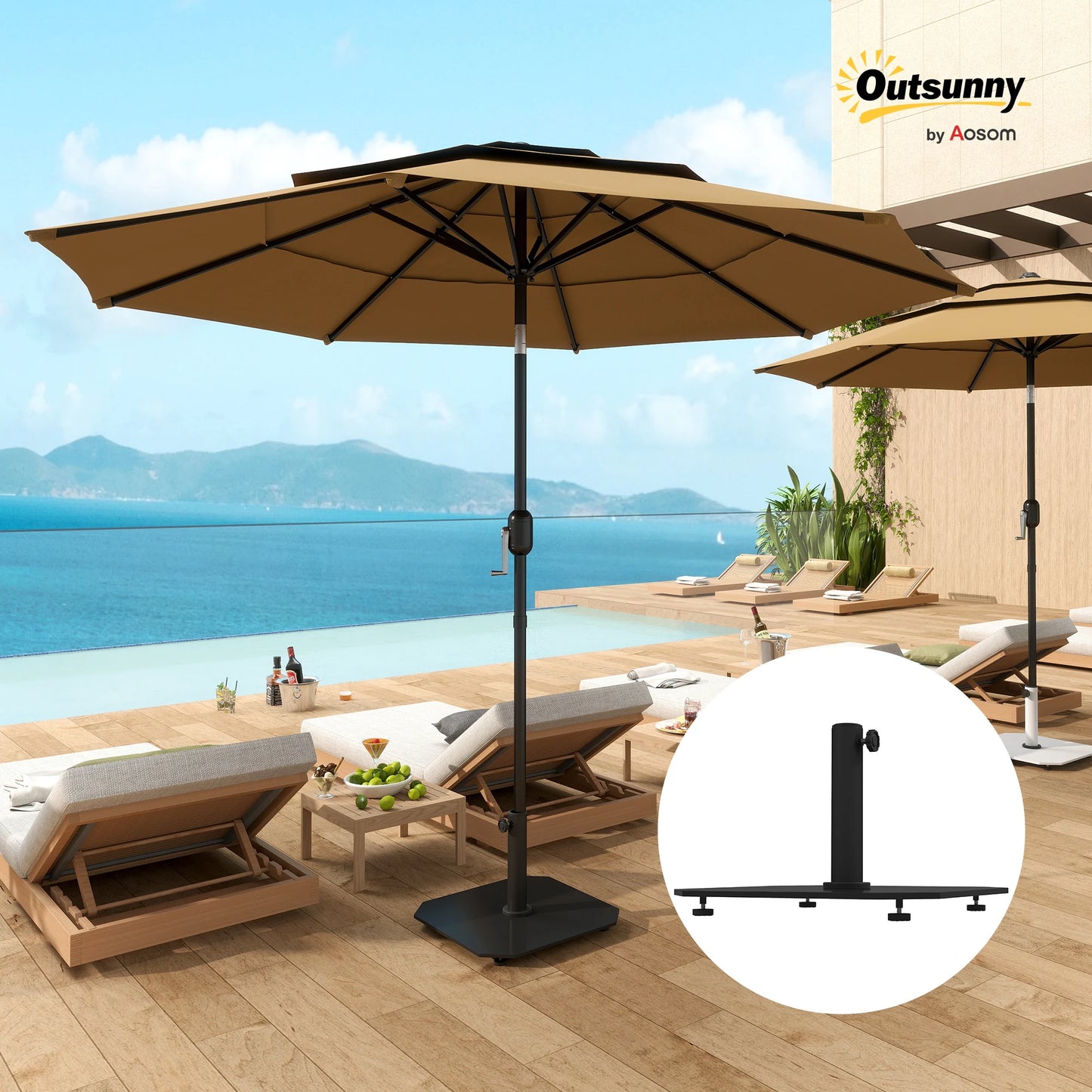Square Umbrella Base, 41 Lbs Metal Patio Umbrella Holder, Black