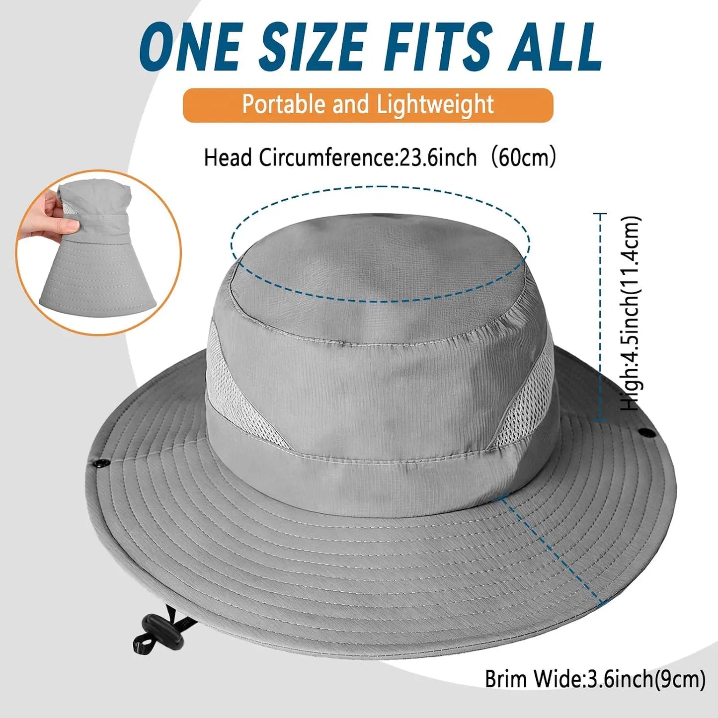 Wide Brim Safari Sun Hat for Men Women with Adjustable Chin Strap for Fishing Hiking Camping
