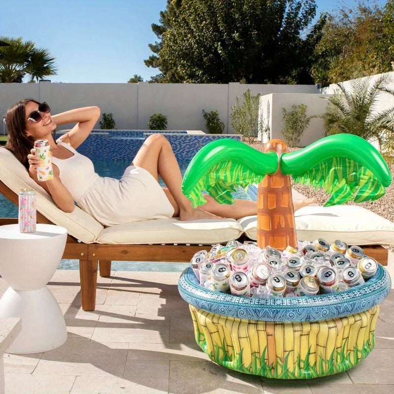 28'' Inflatable Palm Tree Cooler Luau Hawaiian Tropical Beach Themed  Blow Up Palm Trees Cooler Outdoor Party Supplies