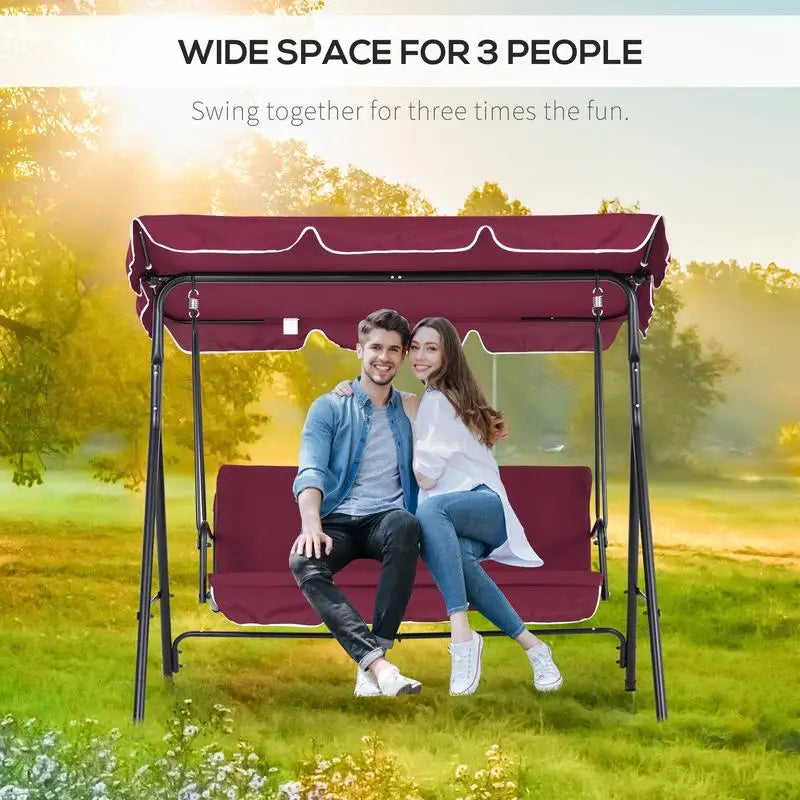 Outdoor Porch Swing With Adjustable Canopy And Comfort Seating