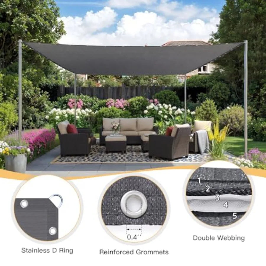 90% Shade Fabric Sun Shade Cloth with Reinforced Grommets and D-Ring Eyelets for Outdoor Patio Garden Pergola Cover Canopy 10x1