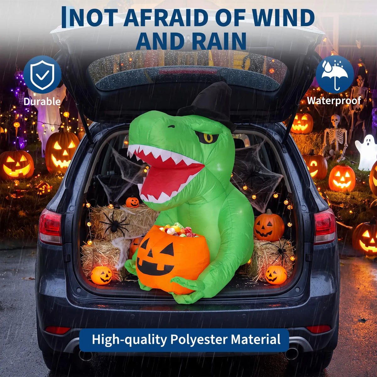 HiMISS Halloween Inflatable Dinosaur Car Decoration With LED Lights