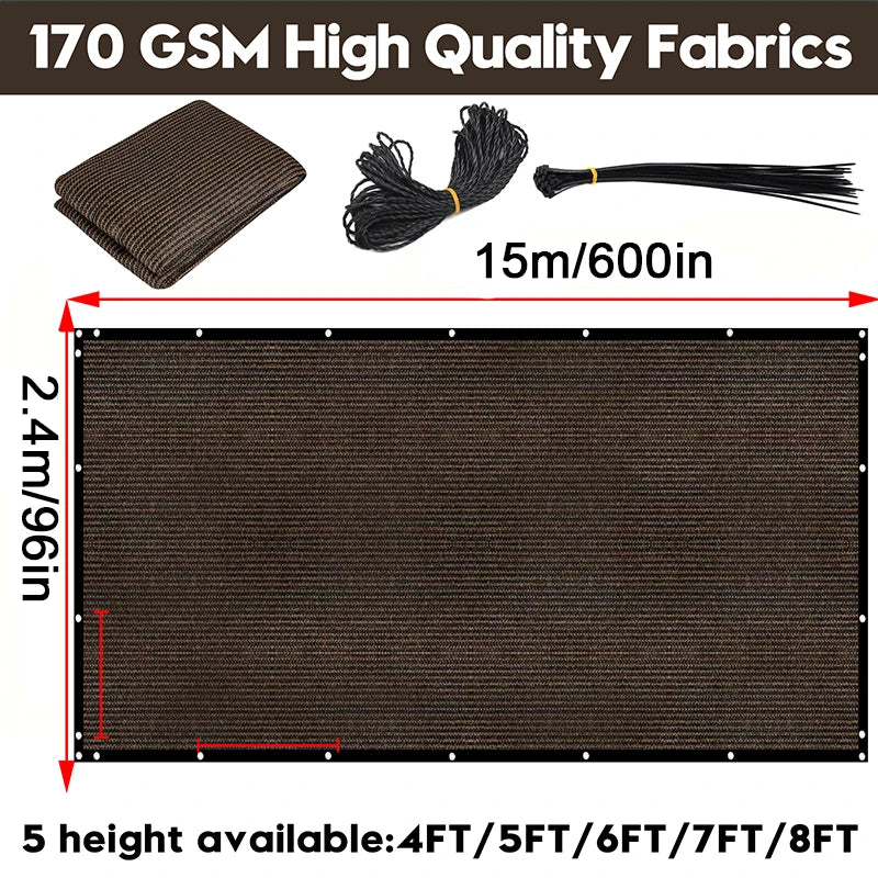 8x50ft Fence Privacy Screen Heavy Duty Windscreen Fence Mesh Fabric Shade Net Cover Garden Wall Backyard Yard Pool