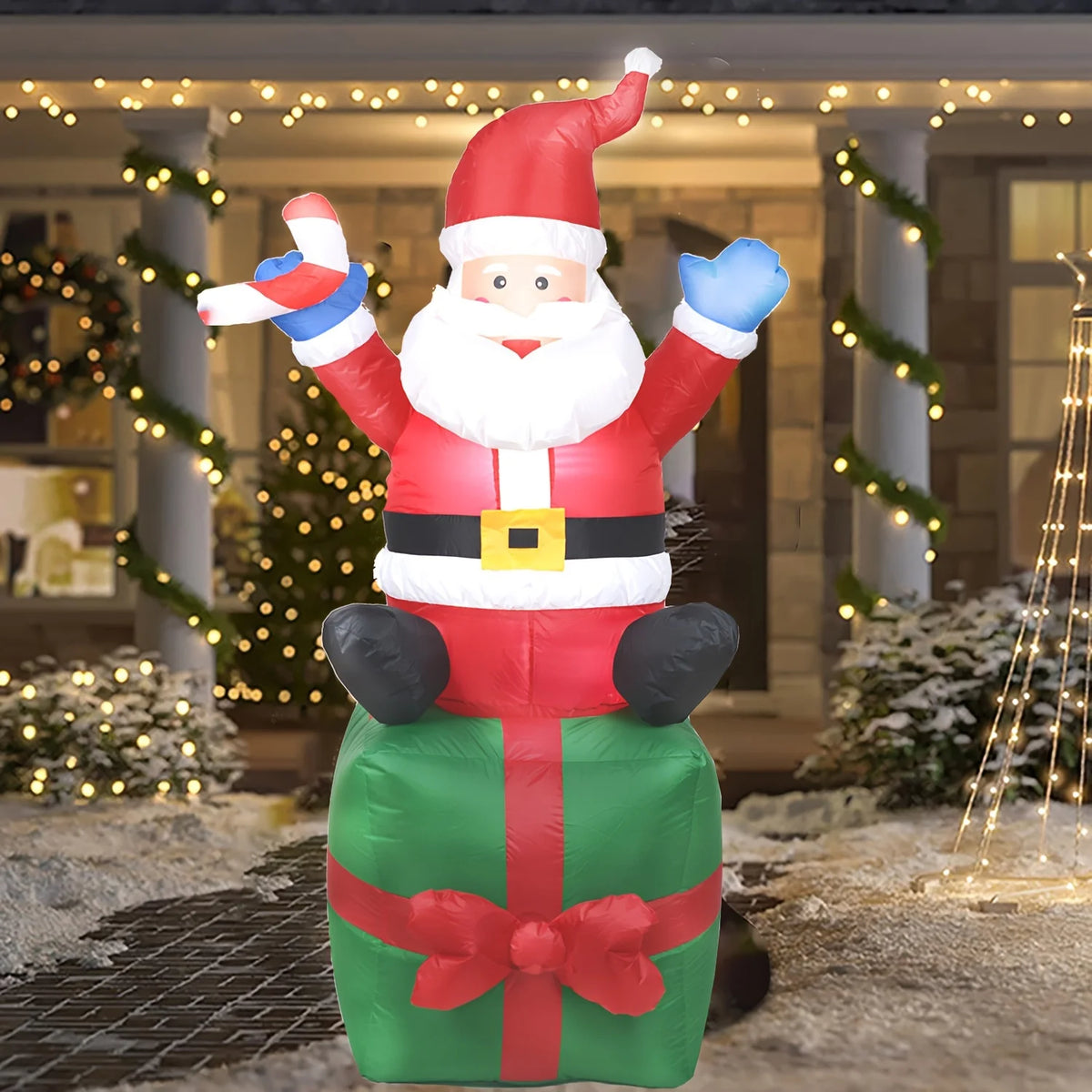 Christmas Inflatable Santa Claus Outdoor Yard Decoration LED Lights